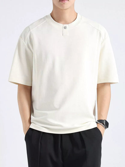 Men's Plus Size Casual Short Sleeve T-Shirt - Apricot -