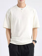 Men's Plus Size Casual Short Sleeve T-Shirt - Apricot -