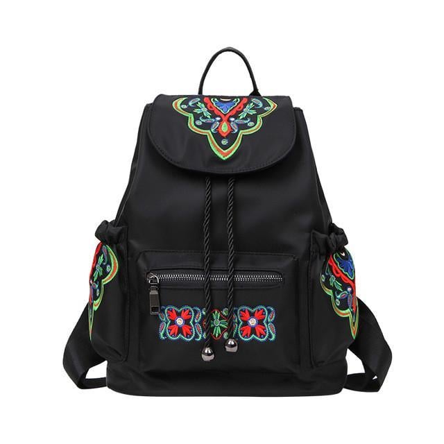 Black Embroidered Backpack - default - backpack