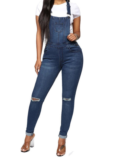 Womens Retro Cropped Jeans Coveralls - style 2 L - coveralls