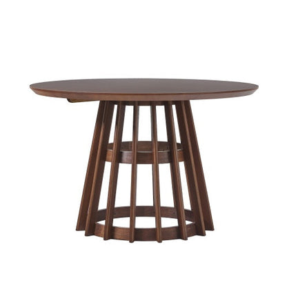 Modern Round Solid Wood Dining Table With Pedestal Base Brown - -