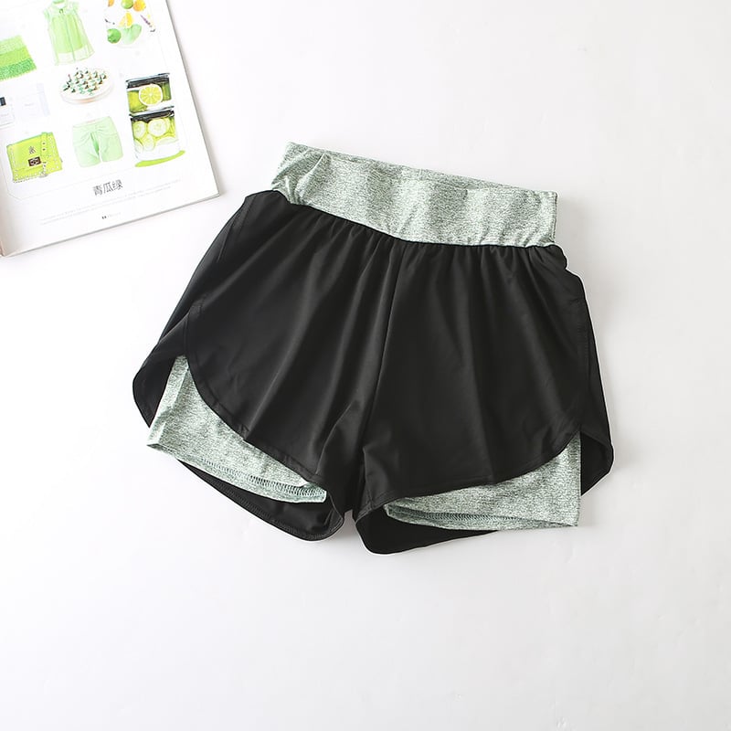 Quick-Drying High-Waist Sports Shorts - Dark Green M - shorts
