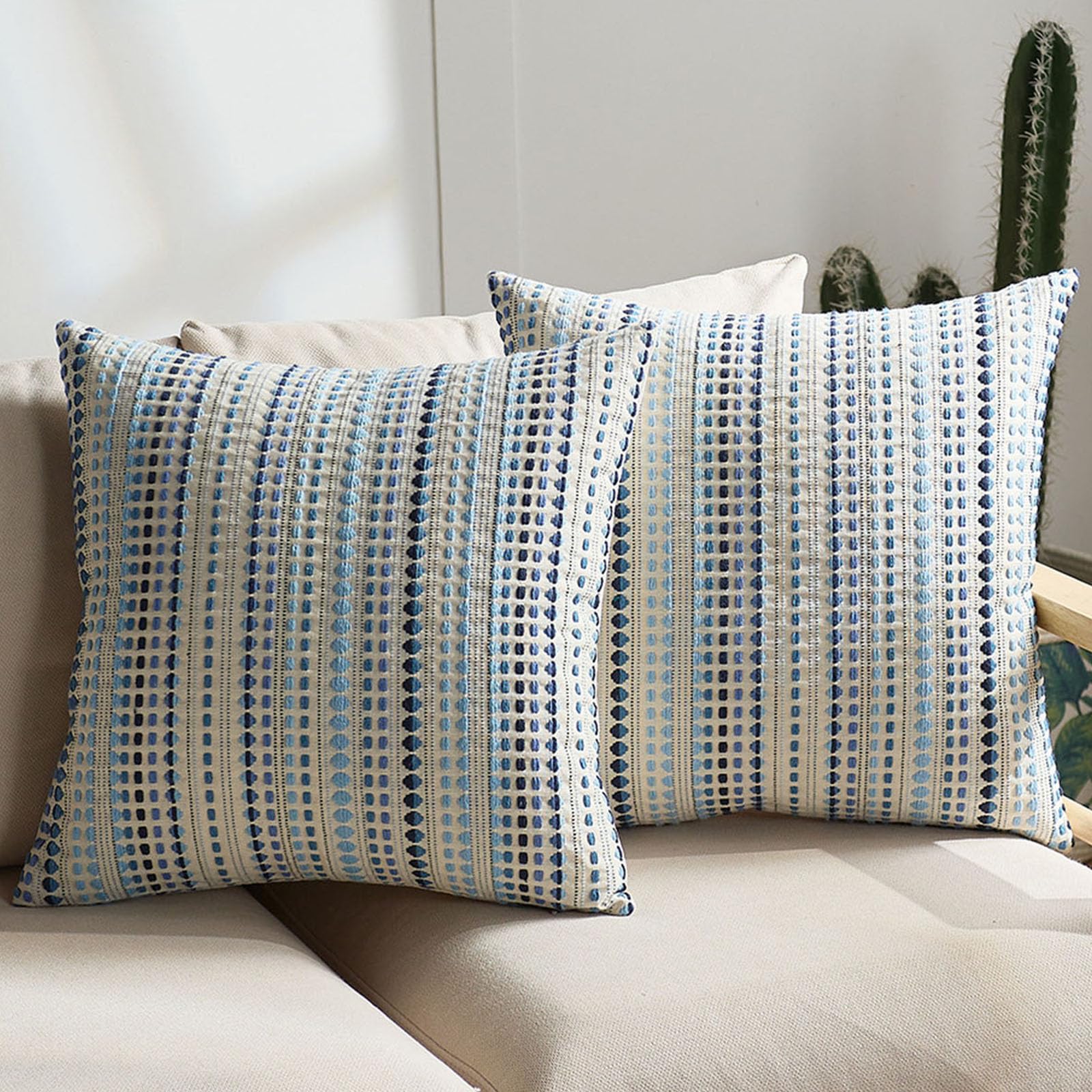 Chenille Striped Farmhouse Decor Pillow Covers - - cushion covers
