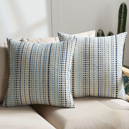Chenille Striped Farmhouse Decor Pillow Covers - - cushion covers