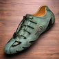 Mens Casual Shoes With Hollow Leather Soft Sole Outdoor Sports Shoes Green