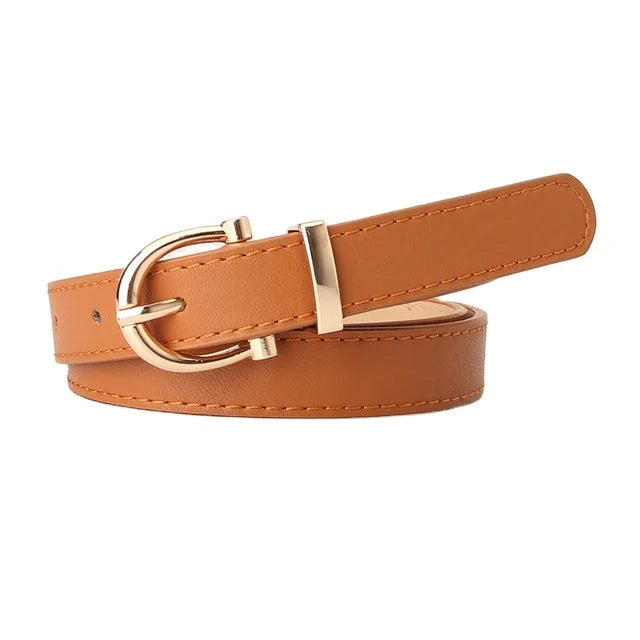 PU Leather Simple Metal Buckle Belt