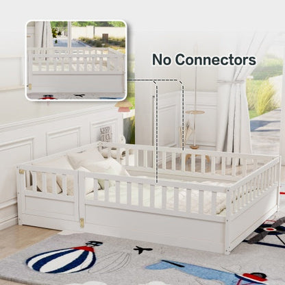 Full Size Montessori Wooden Childrens Floor Bed - - bed frame