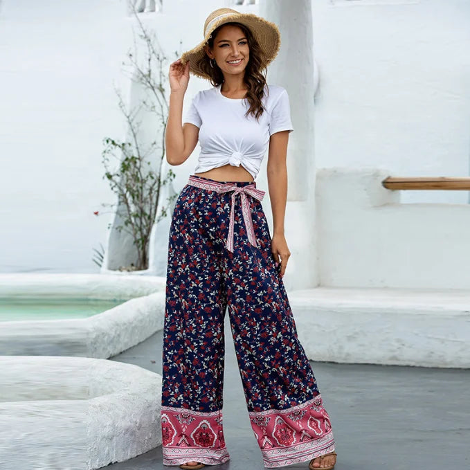 Wide Leg High Waist Chiffon Pants