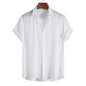 Breathable Soft Summer Casual Short Sleeve Button Up Shirt Men White