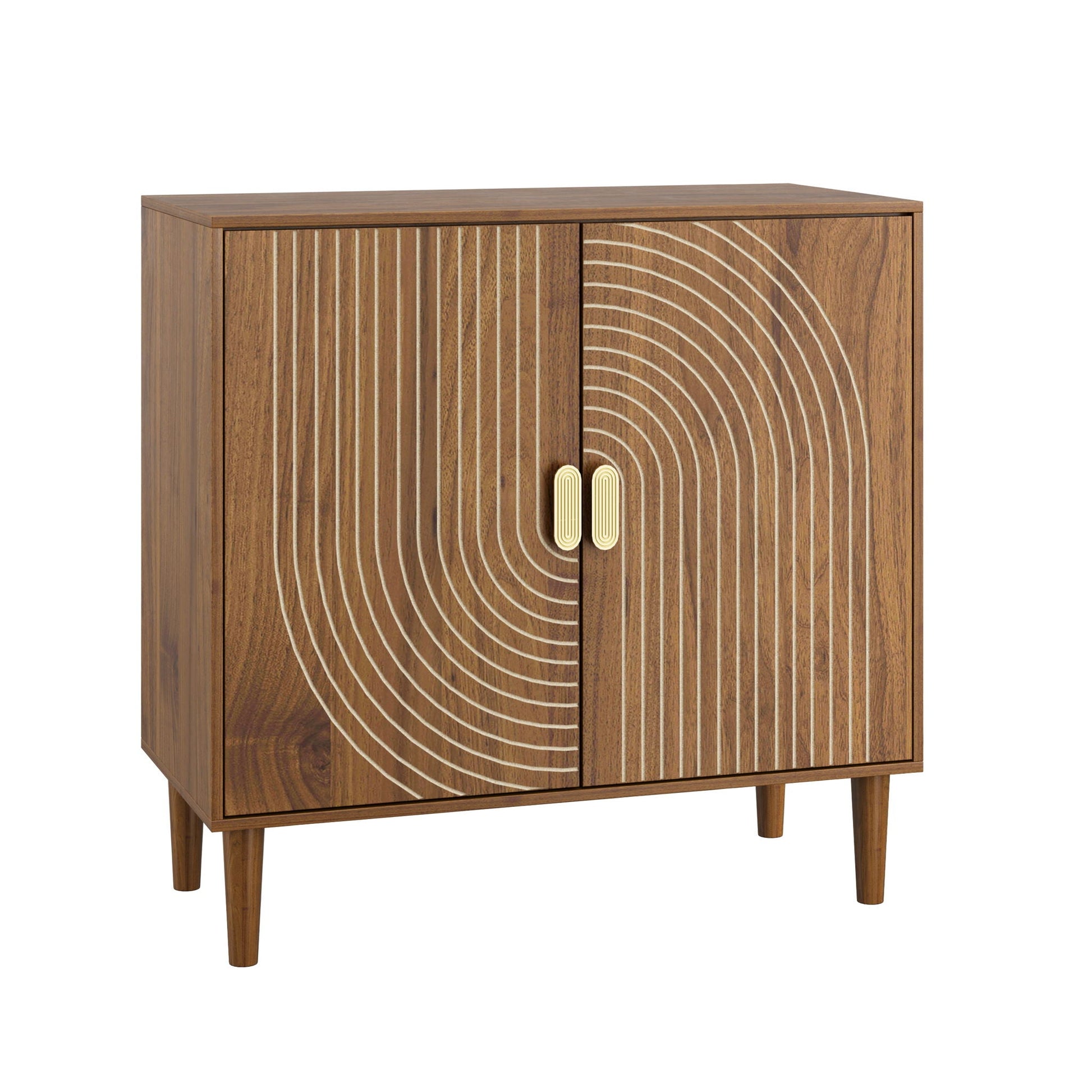 Buffet Cabinet With Line Groove Design, Sideboard Buffet Cabinet With Storage, Multifunctional Accent Cabinet For Living Room, Entryway, Hallway, Office, Kitchen - Brown - - Sideboards
