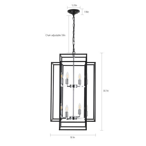 8-Light Industrial Tiered Chandelier - - ceiling light