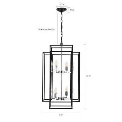 8-Light Industrial Tiered Chandelier - - ceiling light