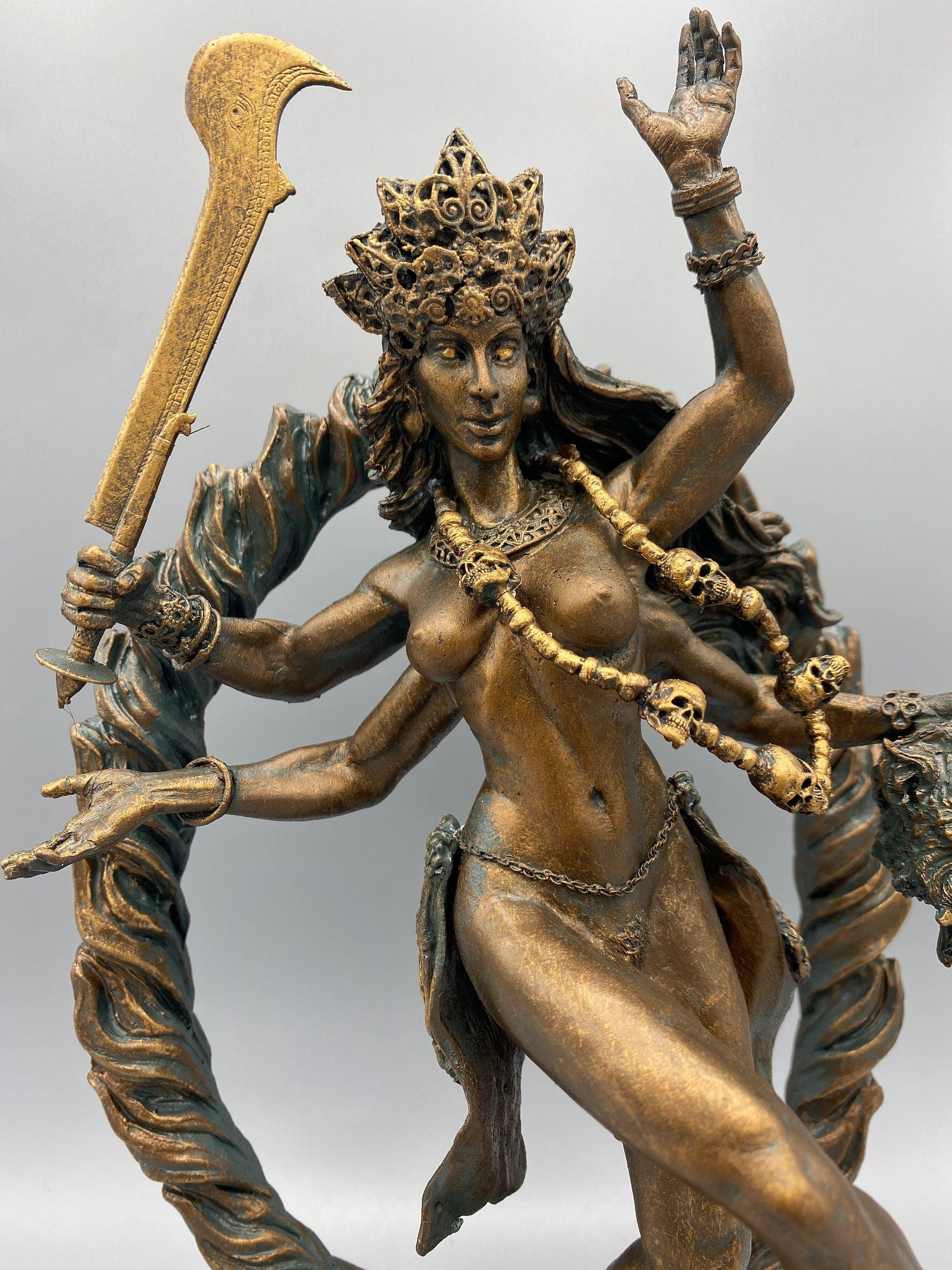 Kali Goddess Statue, Hand Painted Resin Sculpture |Mythological Figurine |Myths and Legends Hindu Statue |Mythic Altar Statue for Home Decor - -