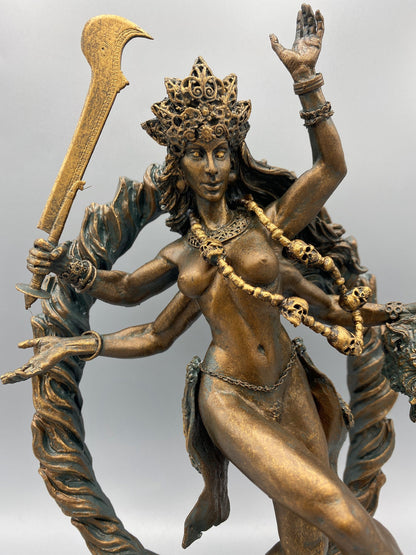 Kali Goddess Statue, Hand Painted Resin Sculpture |Mythological Figurine |Myths and Legends Hindu Statue |Mythic Altar Statue for Home Decor - -