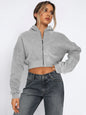 Long-Sleeved Jacket Fleece Zipper Hooded Jacket light Gray