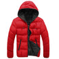 Mens Hooded Thick Down Cotton Coat - Red and Black M - coat
