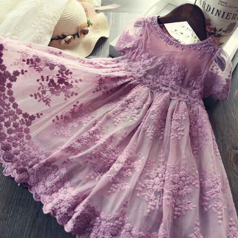 Girls Summer Lace Party Dress