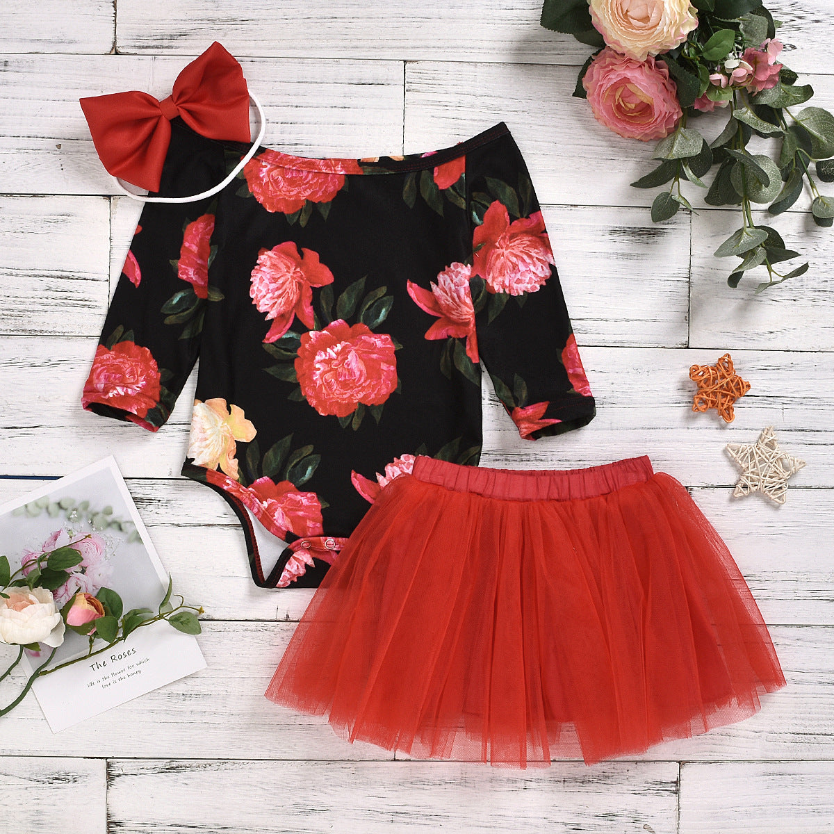 Spring Autumn Off-Shoulder Elastic Floral Dress - - outfit