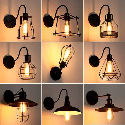 Single Head Industrial Vintage Retro Wooden Metal Wall Lamp