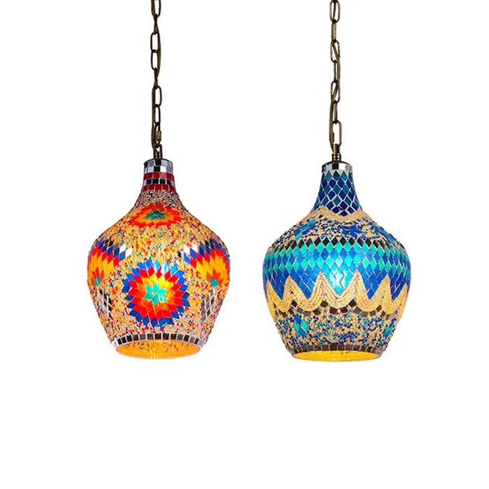 Handmade Multicolor Glass LED Turkish Moroccan Mosaic Lamp Ceiling Light