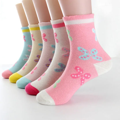 5 Pairs Cotton Butterfly Socks