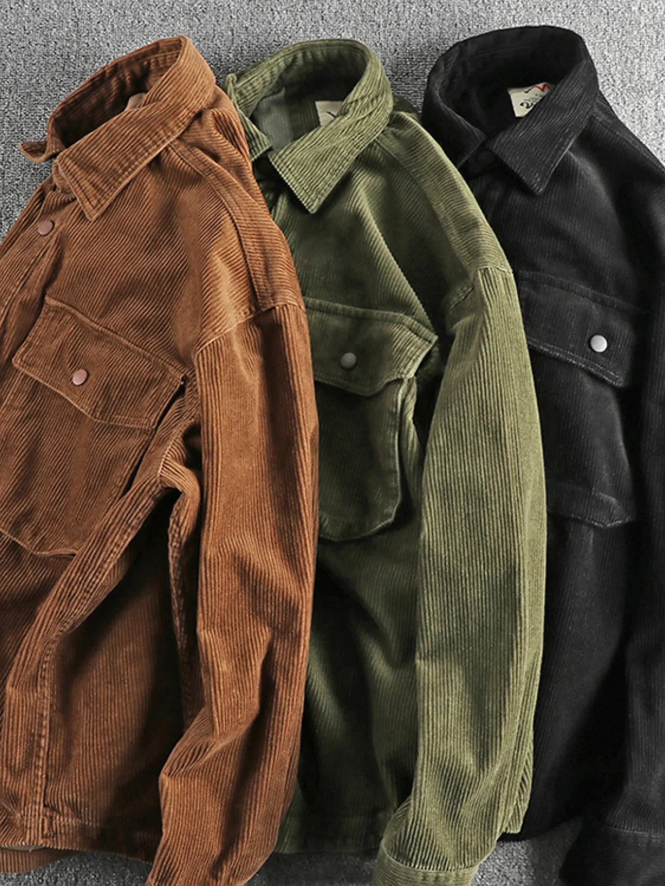 Men's Plus Size Corduroy Button Up Long Sleeve Jacket - -