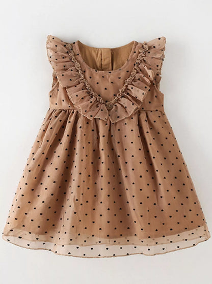 Children's Polka Dot Ruffle Dress - -