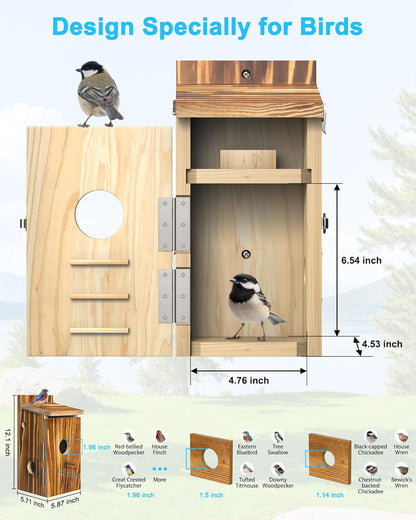Bird House Camera Solar WiFi 2K HD Smart Birdhouse Motion Detection - - Birdhouses
