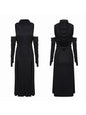 Womens Retro Hooded Slit Long Dress - Black M - dress