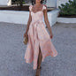Summer Vintage Floral Print Strappy Dress - Pink S - dress