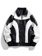 Men's Two-Tone Retro Style Faux Leather Jacket - White -