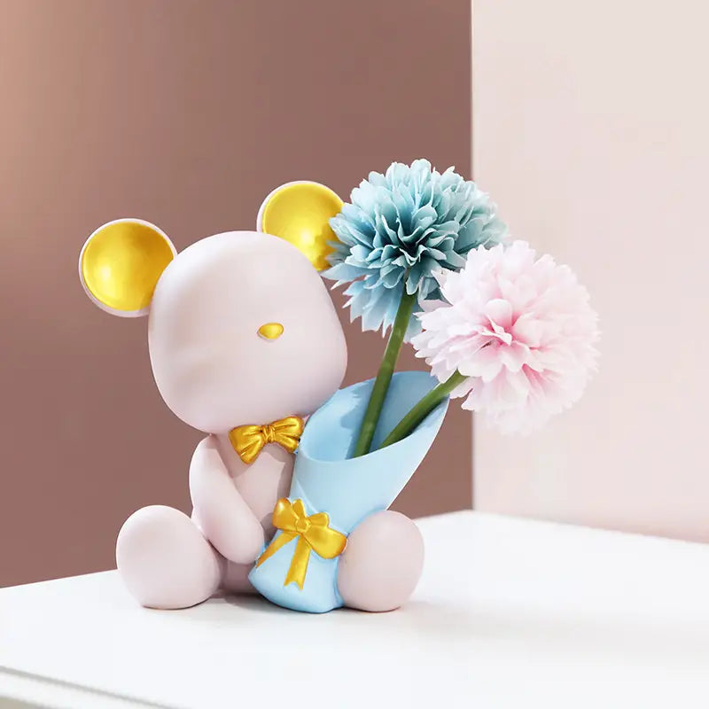 Creative Mini Bear Vase - Bouquet Bear-Medium Pink - vase