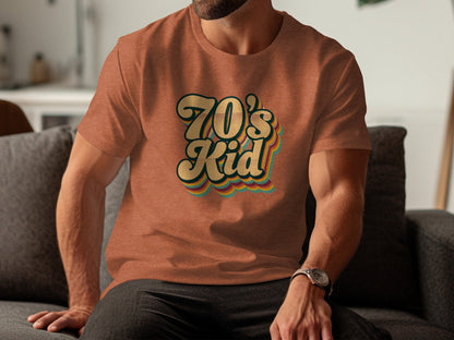 Retro Style 70s Kid With Colorful Layers T-Shirt