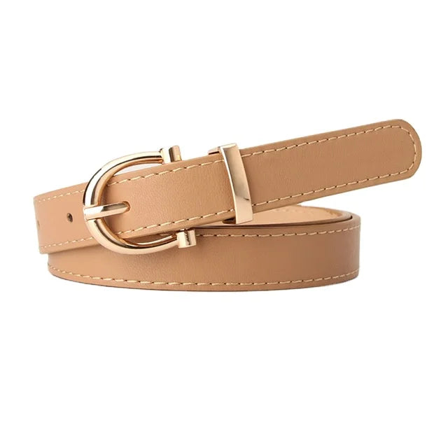 PU Leather Simple Metal Buckle Belt