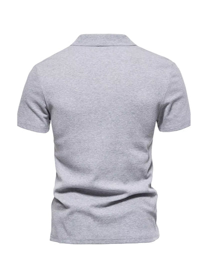 Men's Plus Size Casual Notched Short Sleeve Polo - -