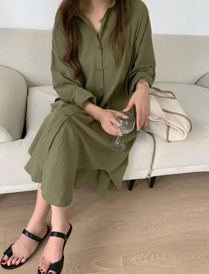 Women Casual Linen Cotton Loose Long Sleeve T Shirts Tops Midi Length Blouse