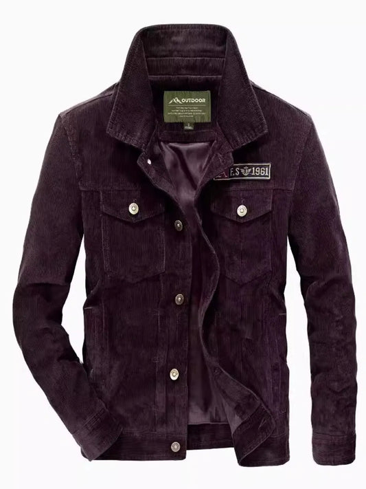 Men's Plus Size Button Up Long Sleeve Jacket - -