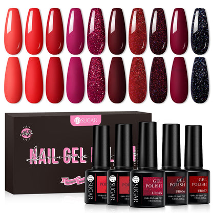 UR SUGAR Red Gel Nail Polish Set 10 Colors Red Collection - - gel polish