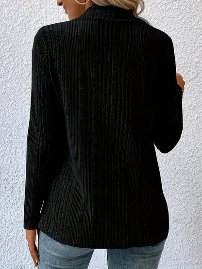 Open Front Long Sleeve Cardigan - -
