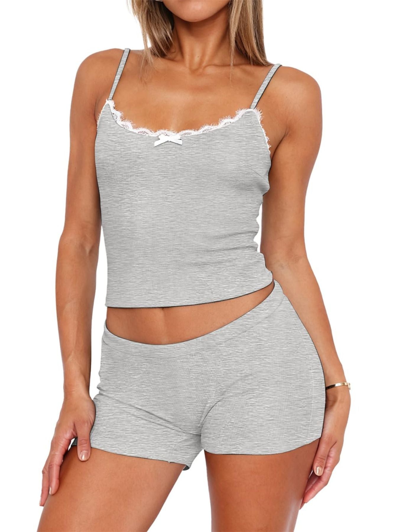 Contrast Trim Cami and Shorts Set- Shopimist- {{Product type}}