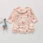 Cute Lemon Floral Ruffled One-Piece Swimsuit - Pink Long sleeve 73cm - baby swimsuit