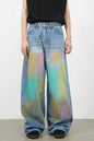 Men's Contrast Wide Leg Jeans - Medium -