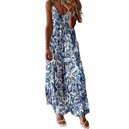 Women Boho Vintage Maxi Dress - - dress