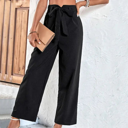 Wide Leg Loose Elastic Waist Long Pants Casual Bottoms