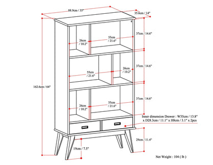 Draper - Mid Century Wide Bookcase And Storage Unit- Unique Piece Furniture- {{Product type}}
