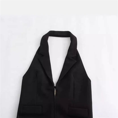Women Backless Strapless Halter Corset Tops Front Zipper Camis Tops Kia Day Design