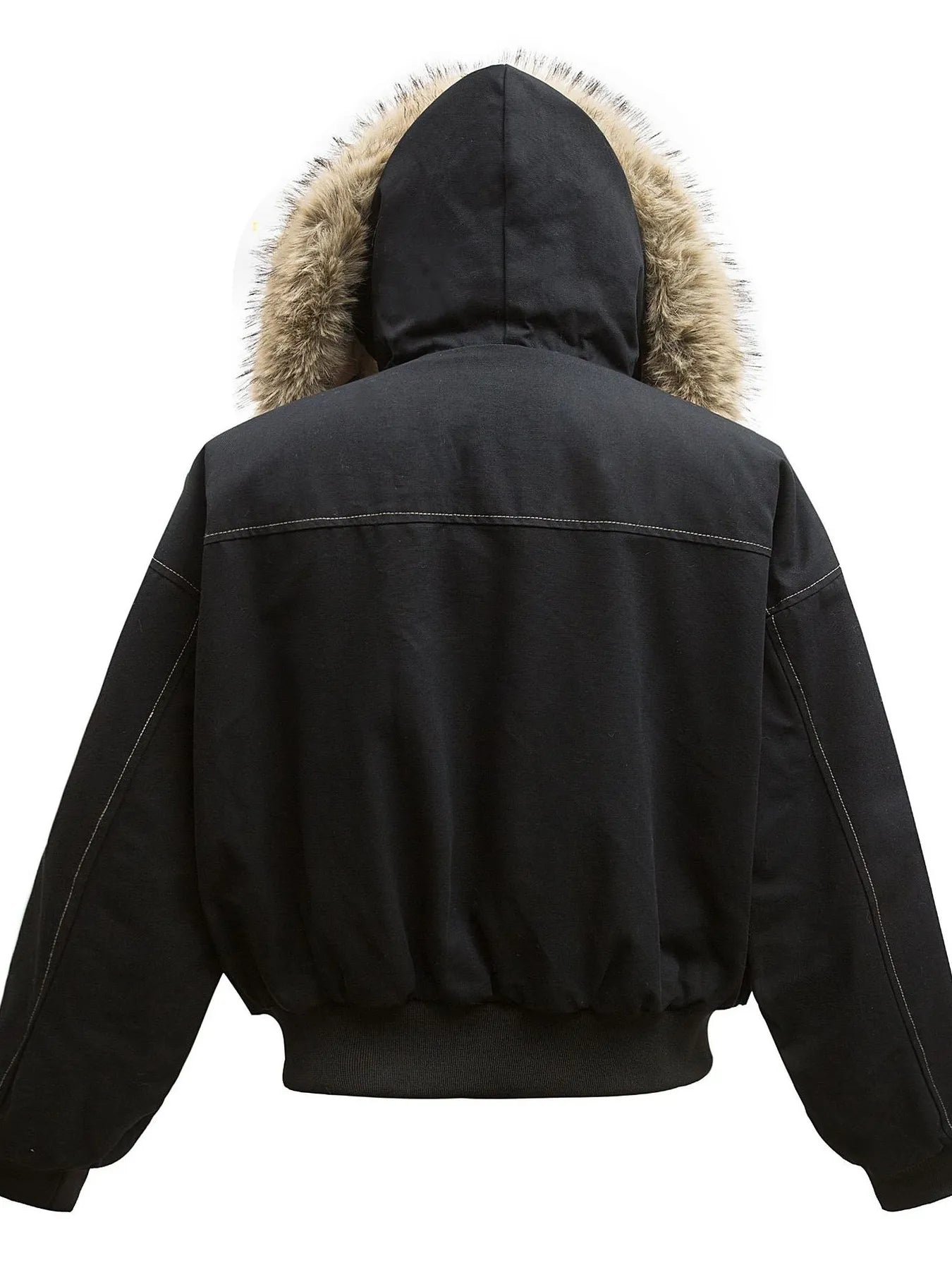 Men's Faux Fur Hooded Zip Up Jacket - -