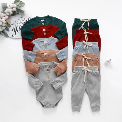 Babies Knit Long Sleeve Romper and Pants