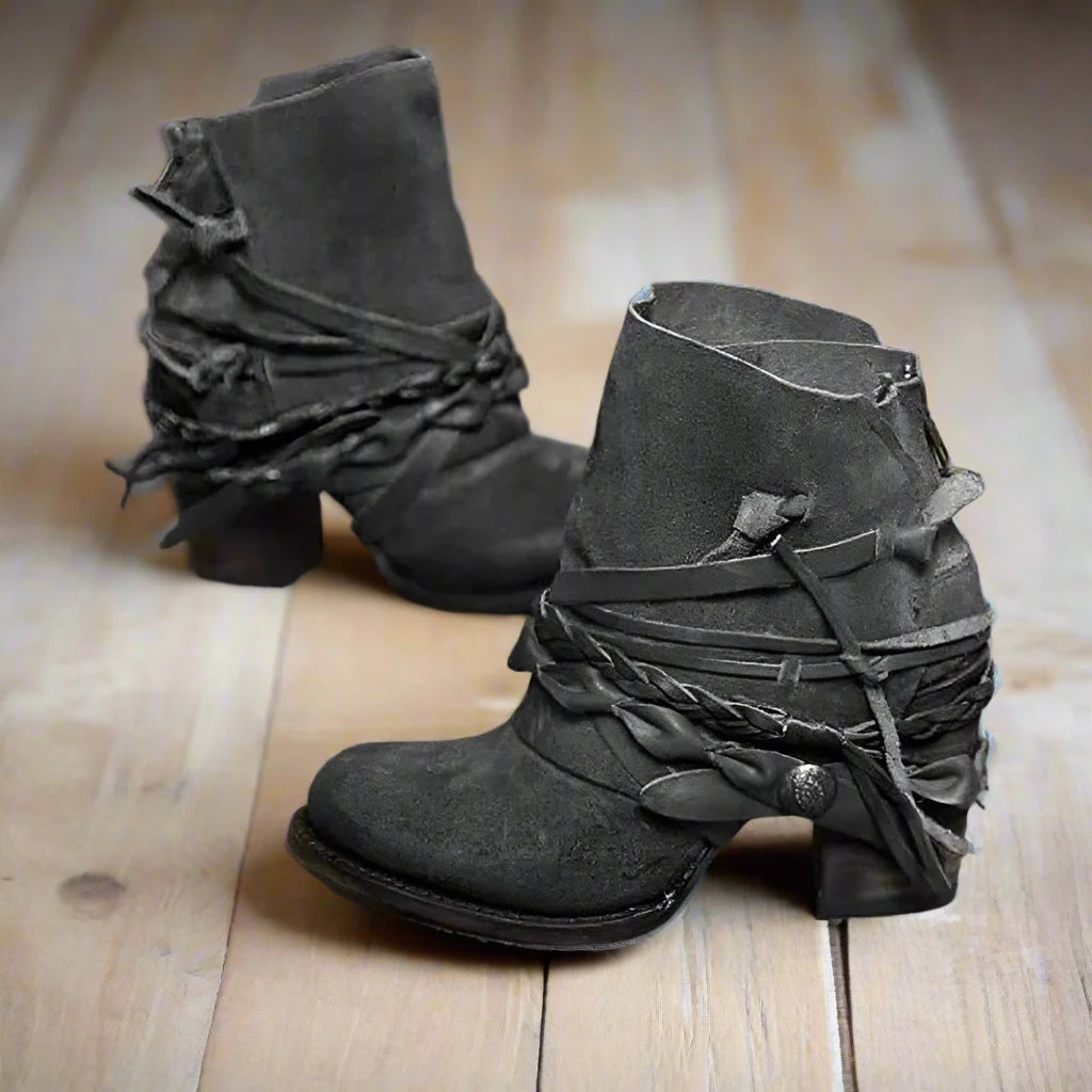 Gladiator Vintage Round Toe Back Zipper Boots