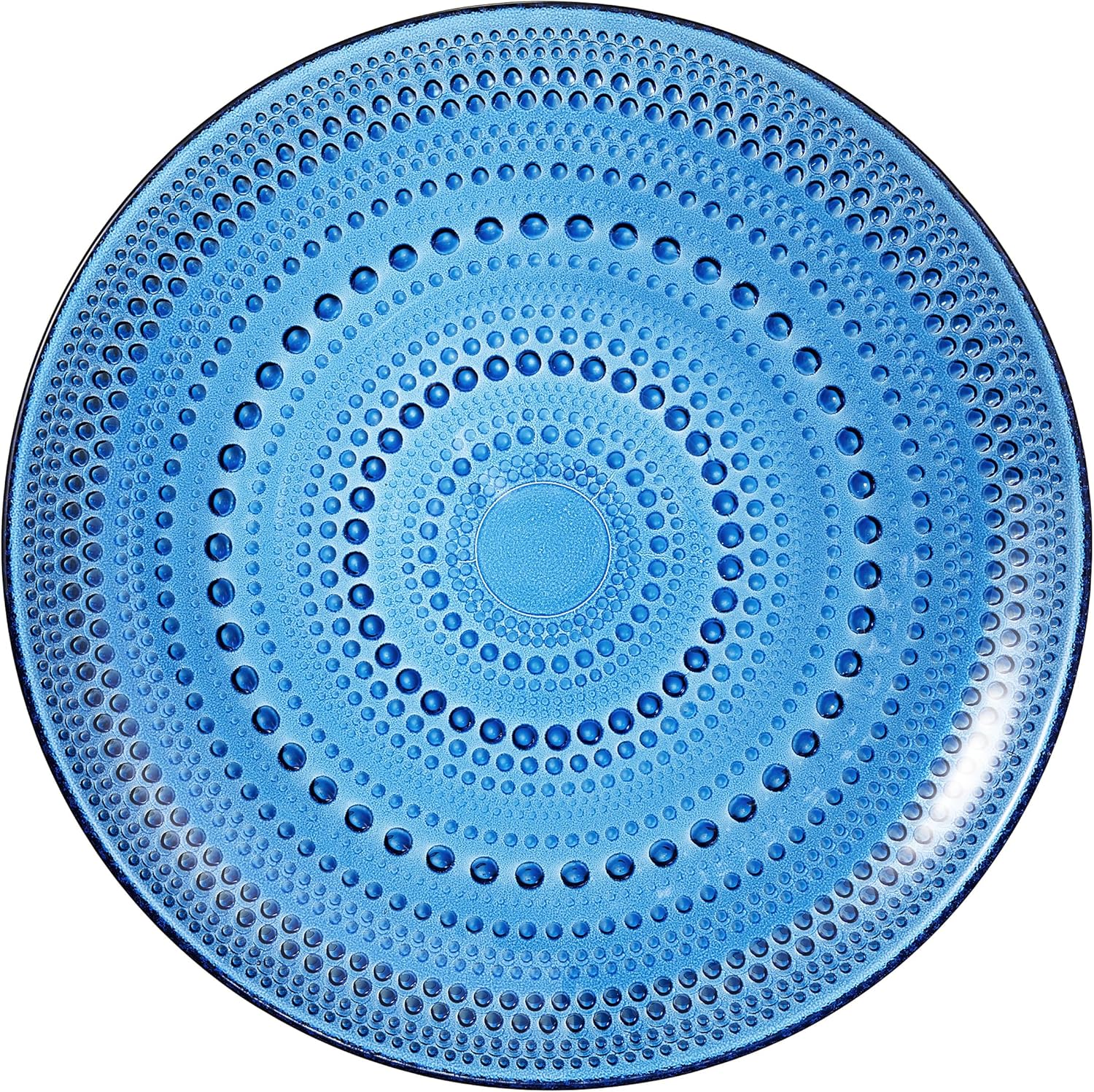 Glass Hobnail Dinner or Charger Plates | Set of 4 | Dark Blue - -